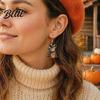 Anti-rust Metal Earrings 1 Pair Halloween Witch Cat for Women Acrylic Cute Curved Ear Hooks Kitten Dangle Drop with Pumpkin Party Costume