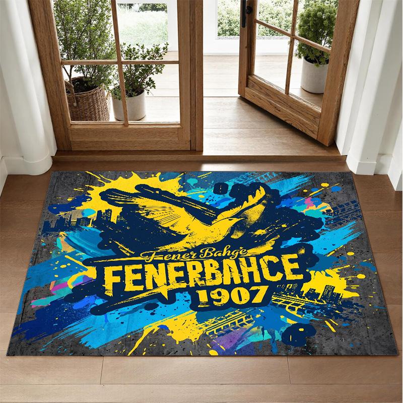 Fenerbahçe FC Design Crystal Velvet Rug Soft Decorative Mat for Bedroom Entrance