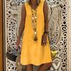 Summer Vacation Beach Dress Lady Sleeveless V Neck A Line Solid Color Knee Length Midi Pullover Vest Dress