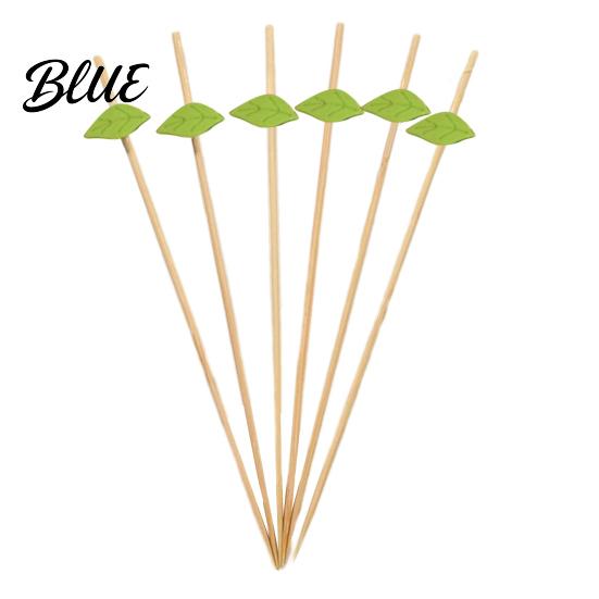 Tulip Fruit Labels Leaves Eco-friendly Picks Picks Cocktail 100Pcs Disposable with Decorative Tags Flower Tips Bamboo Skewers for Fruits