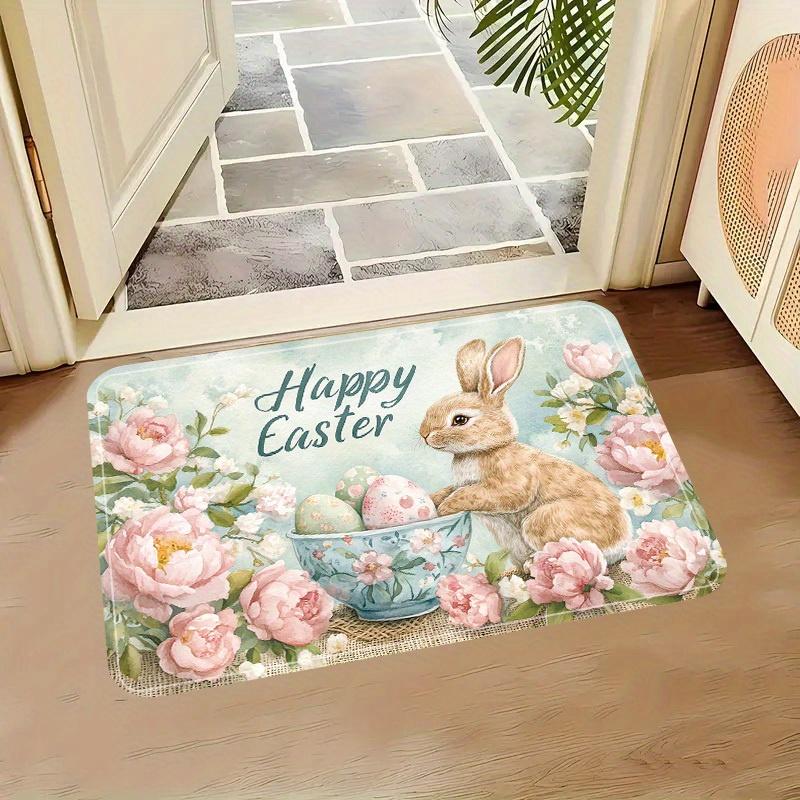 1Pcs Anti Fatigue Kitchen Rugs, Easter Print Waterproof Non-Slip Thick Cushioned Kitchen Mat Heavy Duty Comfort Standing Mat for Kitchen