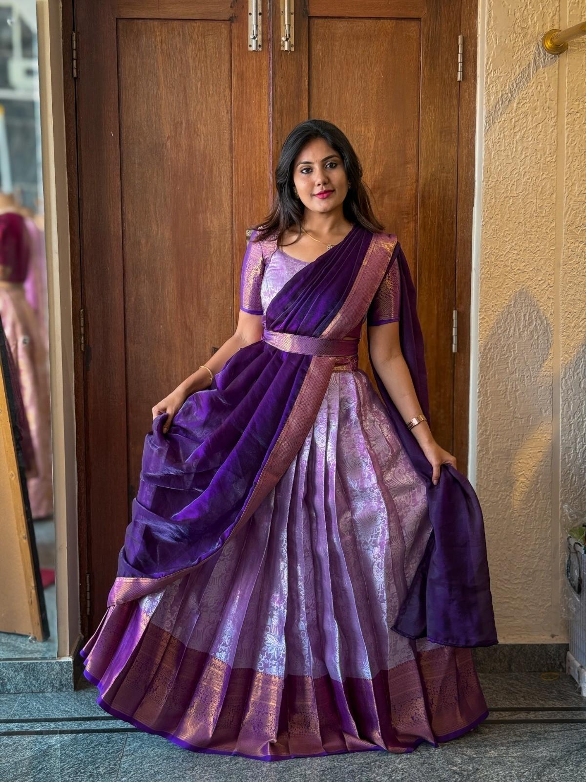 Beautiful Kanjivaram Silk Indian Lehenga Choli Women Ethnic Lehenga Dupatta Set