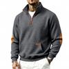 Men's Vintage Half Zip Sweatshirt Stand Collar Relaxed Fit Casual Autumn Winter Pullover