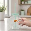 Fish Bowl Bottle with Straw, Plastic Fishbowl Tumblers with Lids, Unbreakable Ornament Cups for Drinks Summer Drink, Fashioned Table Goldfish Bowl