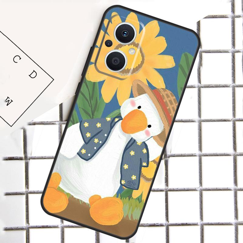 Cartoon Cute Animal Duck For OPPO Reno 14F 13F 12F 11F 10 11 12 13 14 Pro 7 8 Lite 8T OPPO Find X6 X5 X8 X9 Pro Case