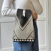 Geometric Striped Knit Mini Handbag Women Fashion Reusable Wrist Tote Bag Lightweight for Daily Use Shopping Gifts