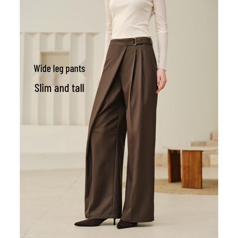 Giovanni Valentino Women's Asymmetric Waist Wide-Leg Casual Trousers