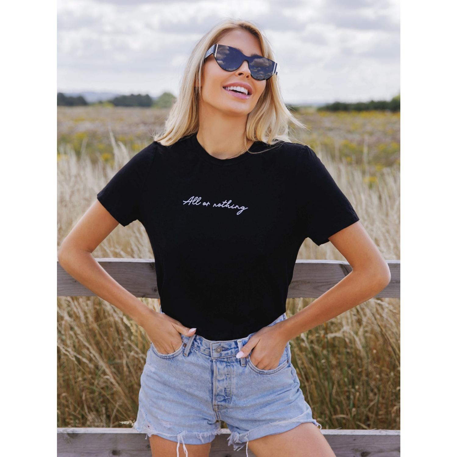 

SHEIN Essnce Slogan Graphic Tee All Or Nothing XXXXXL чорний