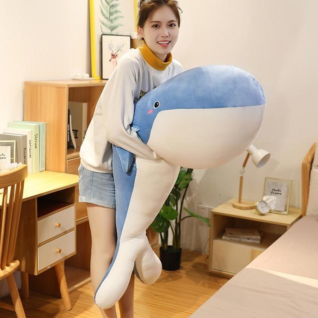 Plush Toys Big Soft Stuffed Sleeping Pillow Cute Sea Animal Fish Blue Shark Doll Kids Baby Birthday Gift