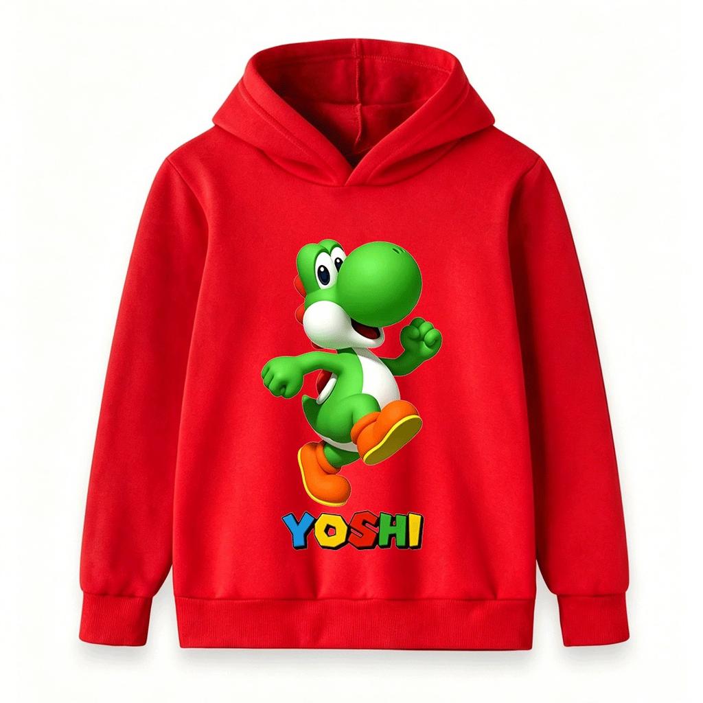 Kids Boys Girls Casual Hoodie, Cute Dinosaur Character Print Long Sleeve Pullover Sweatshirt for Children Daily Wear