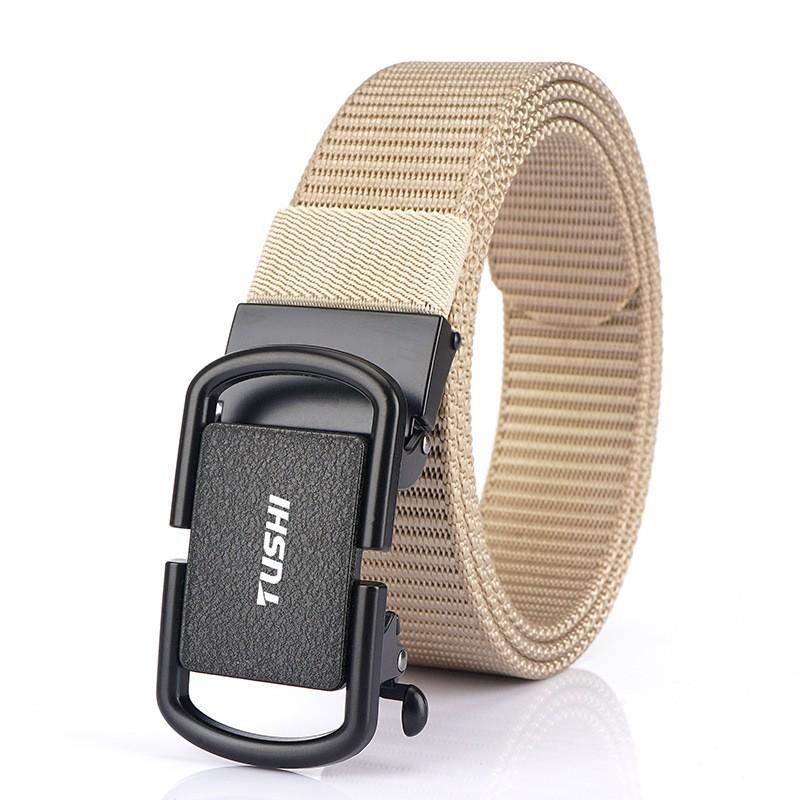 3.5cm Toothless Automatic Buckle Belt Men's Outer Nylon Casual Pants