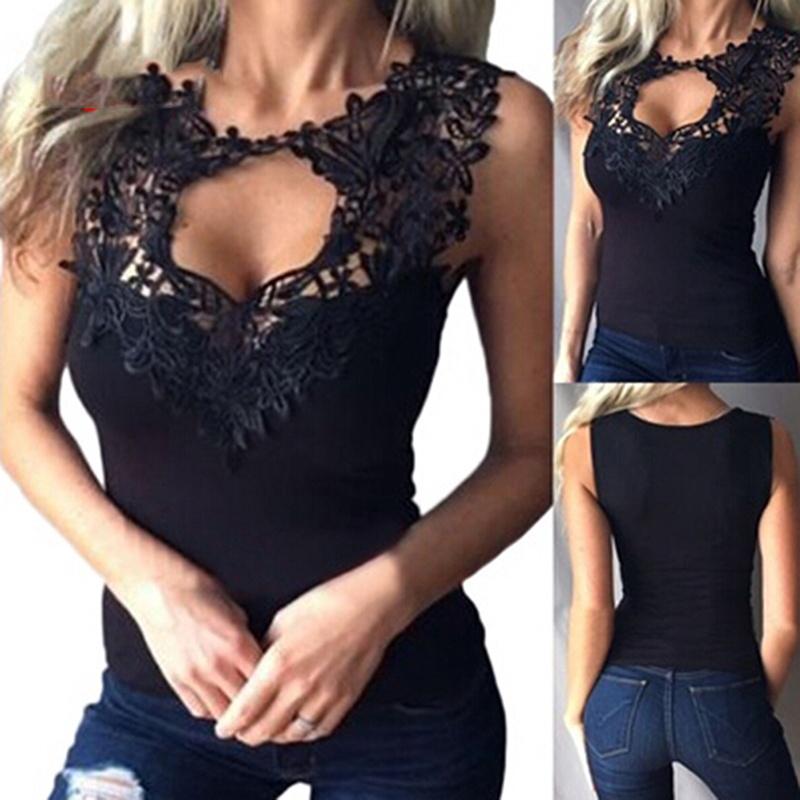 

Сексуальные женщины твердых кружева перспектива Slim Fit вершины без рукавов жилет