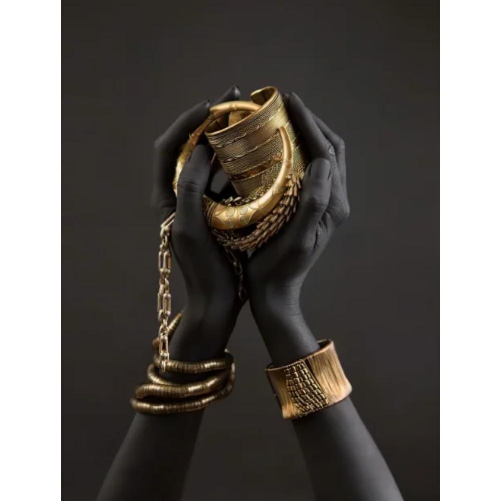 African Women Classic Black Gold Gestures Posters and Prints Female Portraits Canvas Painting Wall Art Pictures for Home Deco