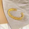 Gold-Plated Brass Wheat Ear Openwork Bangle Bracelet: Women's Fashion Gift