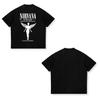 Nirvana Vintage Rockband Rundhalsad Kortärmad T-shirt Retro Ängel Blommig Grafisk T-shirt för Grunge Musikentusiaster Bomull
