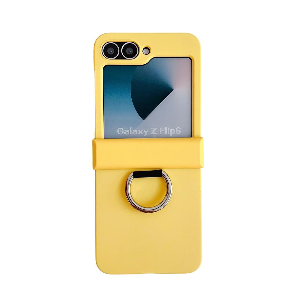 Colorful Matte With Grip Ring Case For Samsung Galaxy Z Flip 6 5 4 3 ZFlip6 ZFlip5 Finger Buckle Solid Color Shockproof Cover