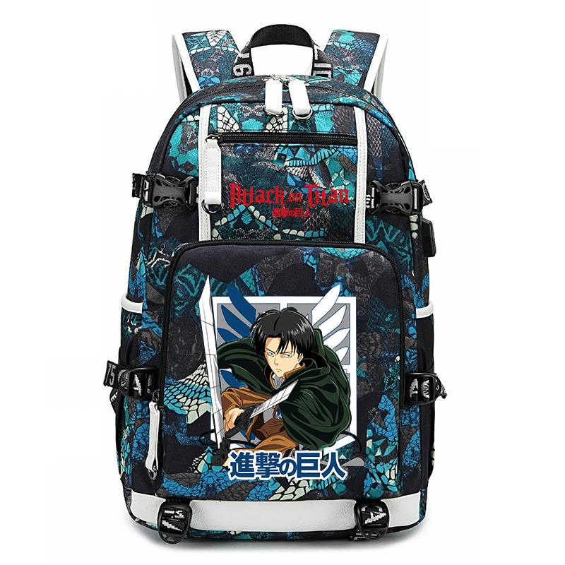 Attack on Titan Print School Backpack Large Capacity Travel Bookbag for Kids Boys Girls
