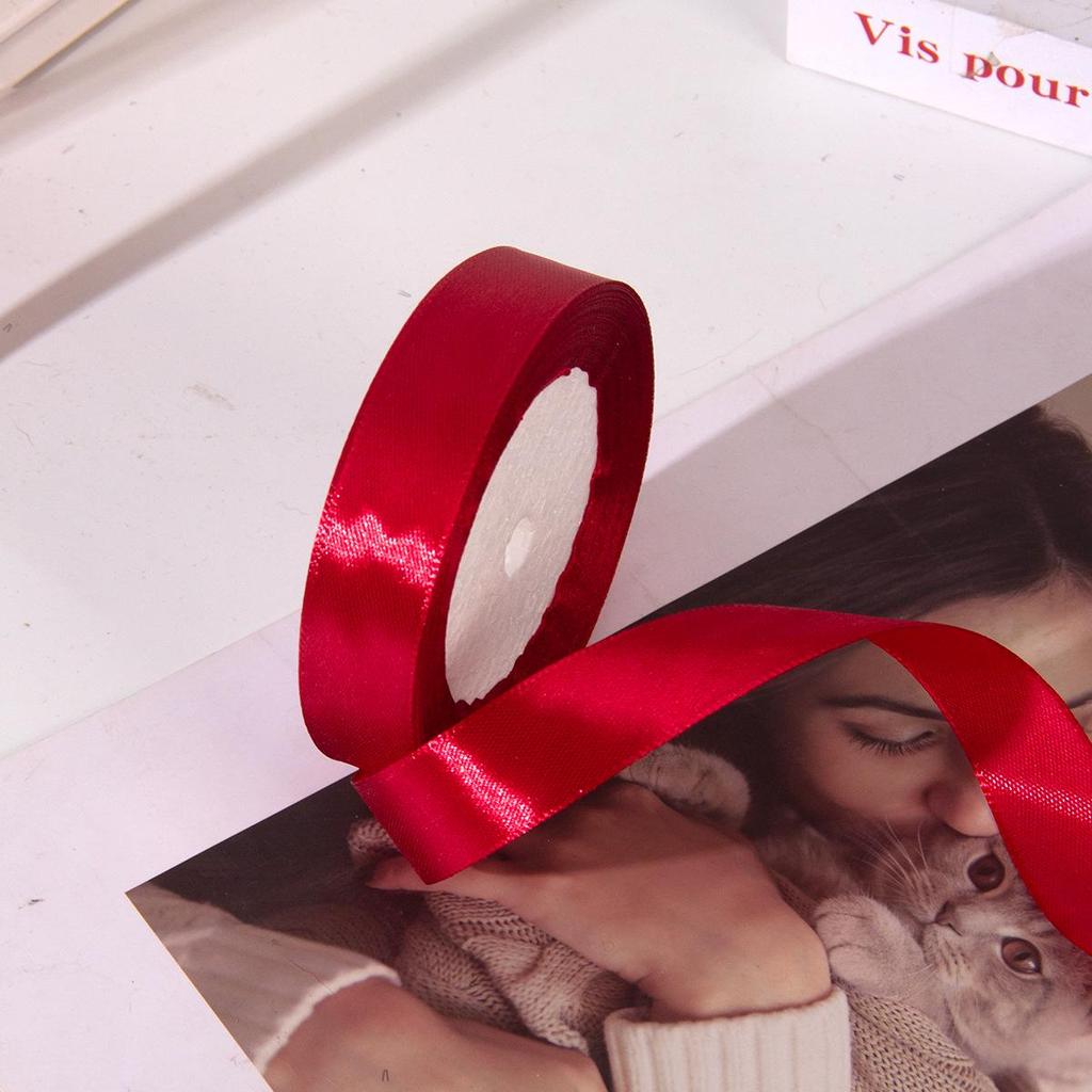 Burgundy Satin Ribbon: Chinese Red Polyester, 0.3-8cm for Festive Wedding Room Decorations