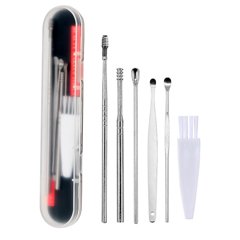 Stainless Steel Ear Cleaner Set: 6-Piece Spiral Spring Ear Picks