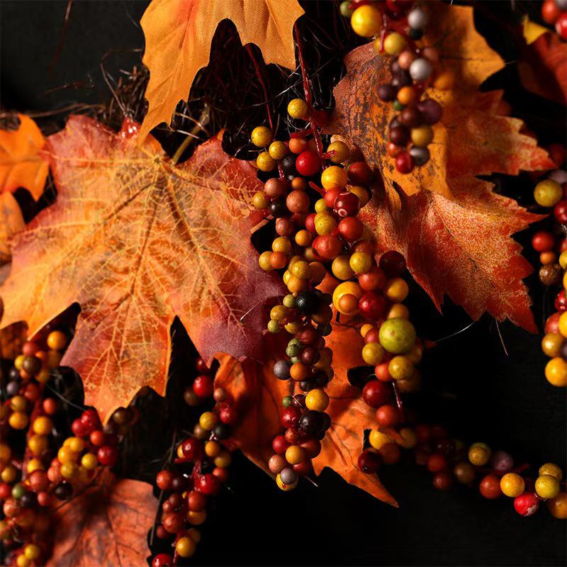 Autumn Harvest Maple Leaf Wreath: Festive Decoration for Thanksgiving & Christmas