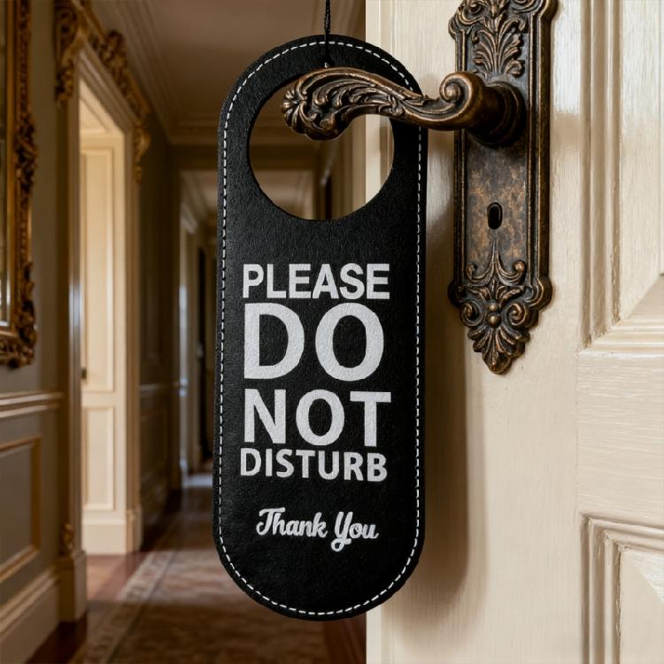 Reuseable PU Leather Double Sided Office Door Sign For Meeting Room Privacy Do Not Disturb Knock Please Hanging Sign