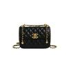 Schwarze Mini gesteppte Kettentasche, Luxuriöse schicke Unterarm-Crossbody-Quadrat-Handtasche für Damen