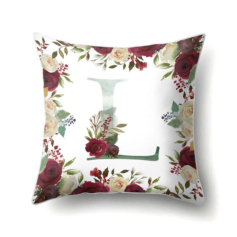 Polyester Pillowcase American Retro Flower Plant 26 English Letter Cushion Cover Car Pillowcase