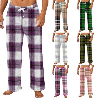 Pantalones de pijama de felpa para hombre con estampado para uso casual en casa