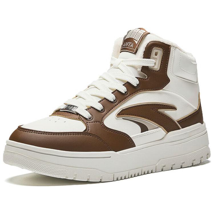 New Anta 982 Warm And Wear Resistant High Top Skateboard Shoes Men's Brown White 112448961-4
