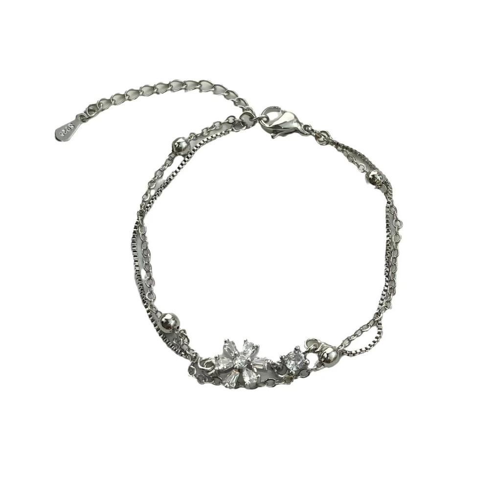 Stylish Floral Fresh Double Layer Bracelet For Women Ideal For Trendy Giving Gift