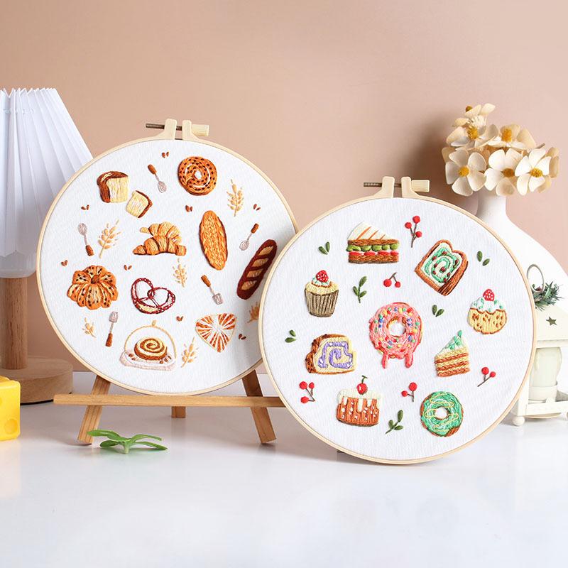 Bread Dessert Embroidery Handmade Diy Material Package Kit Needle And Thread Set New Product