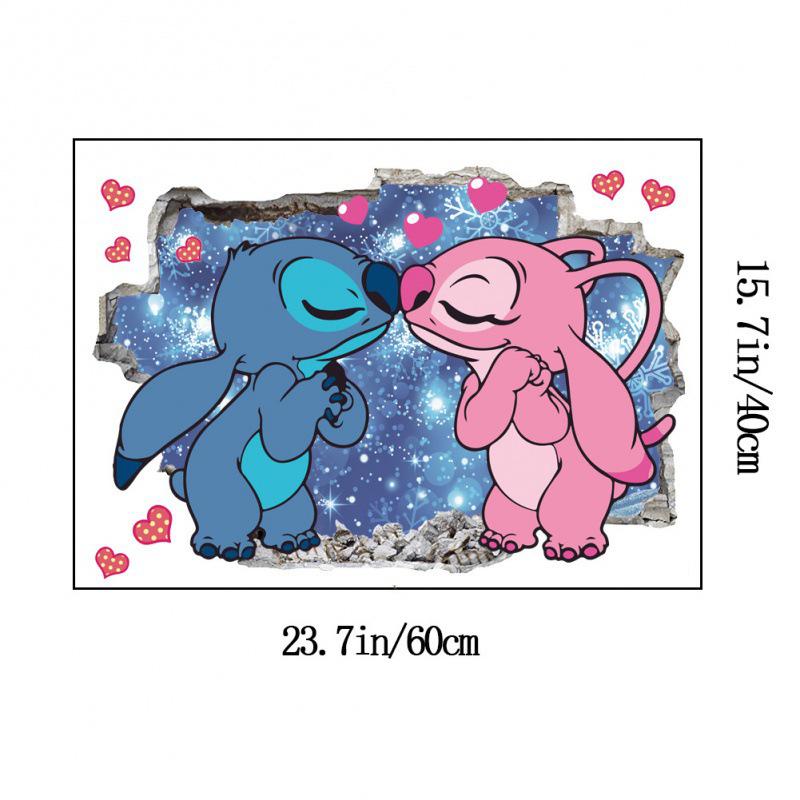 Stitch Anime PVC Self-Adhesive Wall Stickers for Kids' Rooms and Kindergartens