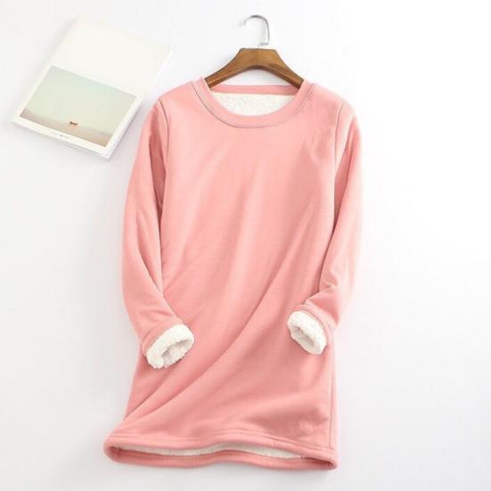 O-Neck Long Sleeves Slim Fit Bottoming Shirt Fall Winter Thickened Fleece