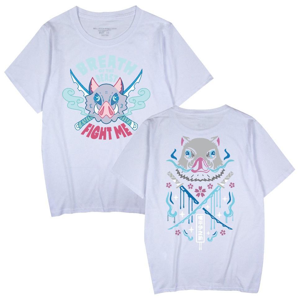 Japanese Anime Hashimoto Inosuke Print Men and Women Summer New Fashion Pure Cotton Breathable Neutral Round Neck Anime Tshirt S