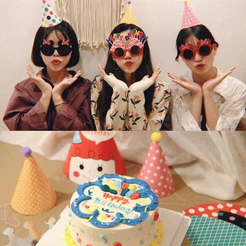 11Pcs/Set Fashion DIY Happy Birthday Party Hats Handmade Dot Cap Crown Crown Hats for Kids Birthday Party Photo Props