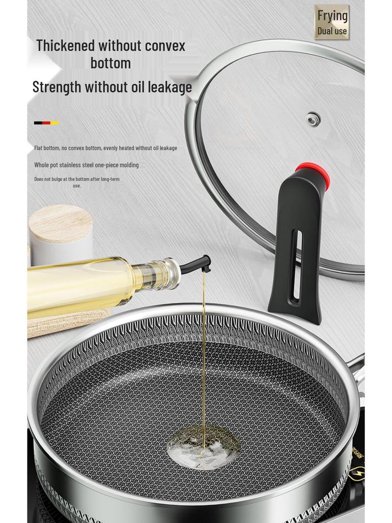 Honeycomb 316 Stainless Steel Non-Stick Frying Pan for Steaks and Pancakes