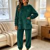 Women's Fashion Flannel Pajama Set Long Sleeve Top and Pants with Pockets Casual Warm 2 Piece Sleepwear