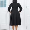 Women's New Fashion Temperament Solid Color V-neck Pleated High-waisted Pendulum Dress Dress