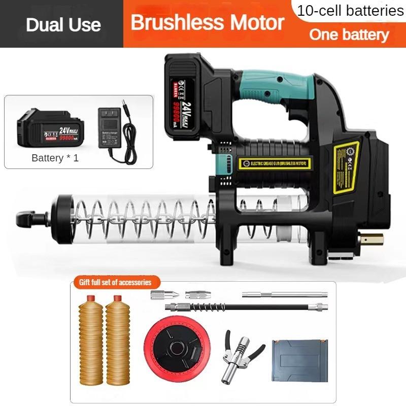 Brushless Electric Grease Gun Full Automatic Dual Purpose Lubricating Oil Injector Rechargeable Professional Excavator Greaser