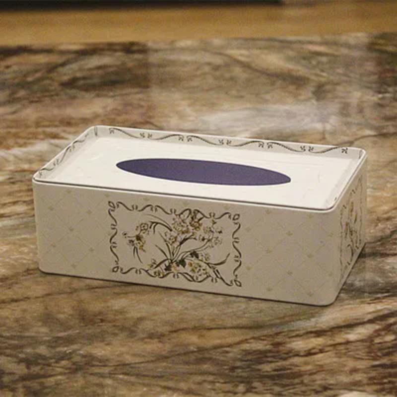 NEUE Hochwertige Taschentuchbox im ländlichen Stil mit Rosenmuster, Schreibtischdekoration aus Eisen