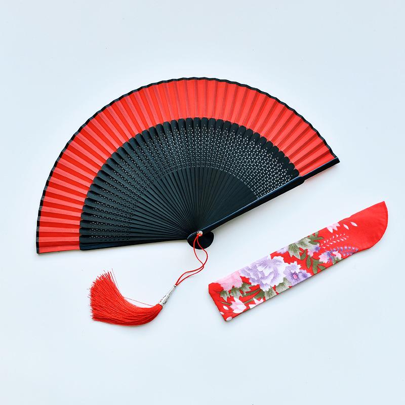 Red Dancing Fan: Classical Chinese Style Folding Fan, Easy-Open Hanfu Accessory