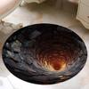 Lava Abyss Round Rug 3D Illusion Stone Carpet Fiery Glow Floor Soft Anti Slip Living Room Bedroom Carpet Home Room Decoration