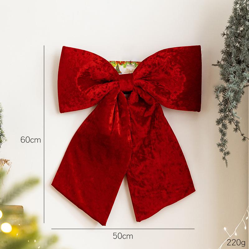 60cm Red Large Velvet Christmas Bows Large Christmas Tree Top Bow Outdoor Decorations Wedding Hanging Pendant New Year Ornament