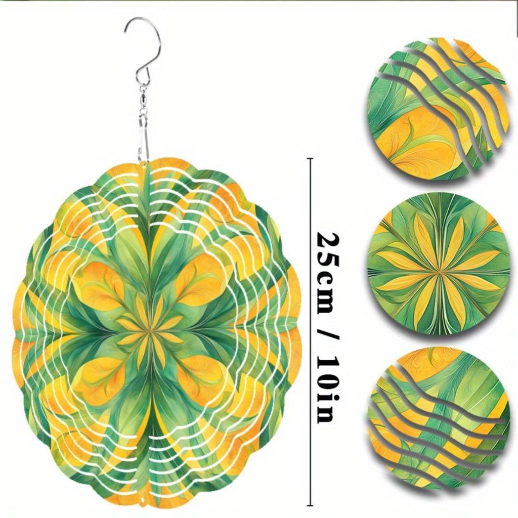 10 Inch Metal Wind Spinner with 360 Degree Hook Vibrant Leaf Design for Garden Balcony Outdoor Decor All Season Hanging Ornament