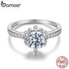 BAMOER D Color VVS1 EX Moissanite Flower Ring 1ct Round Moissanite Diamond Solitaire Engagement 925 Silver Rings For Wo