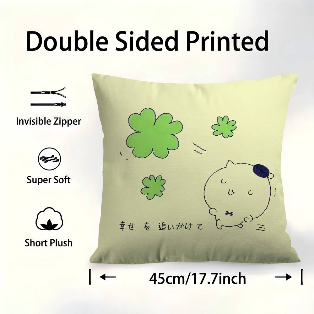 Lucky Clover Good Luck Ins Pillowcase Toon Gift Cushion Cover Bedroom Home Sofa Chair Seat Decor Pillow Case
