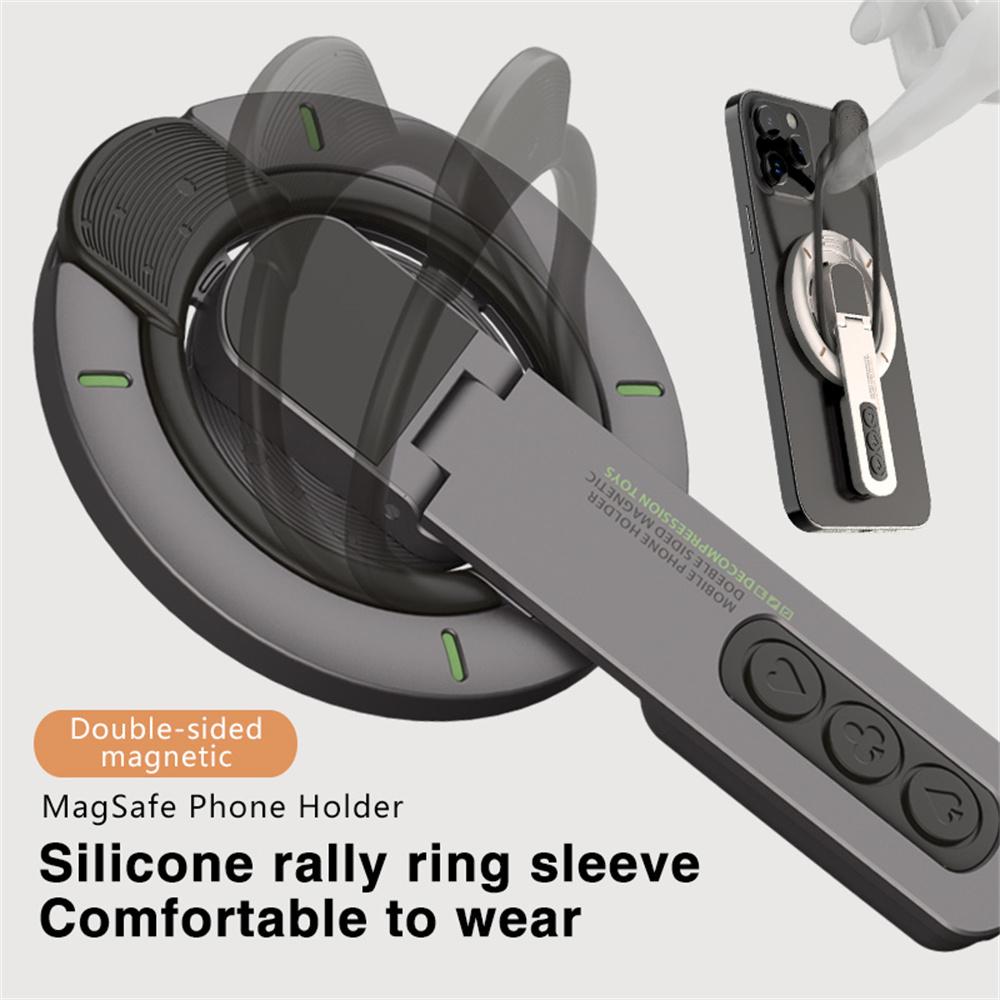 Dual Sided Magnetic Phone Kickstand 360 Degree Rotation Desktop Holder Stress Relief Zinc Alloy Phone Back Stand