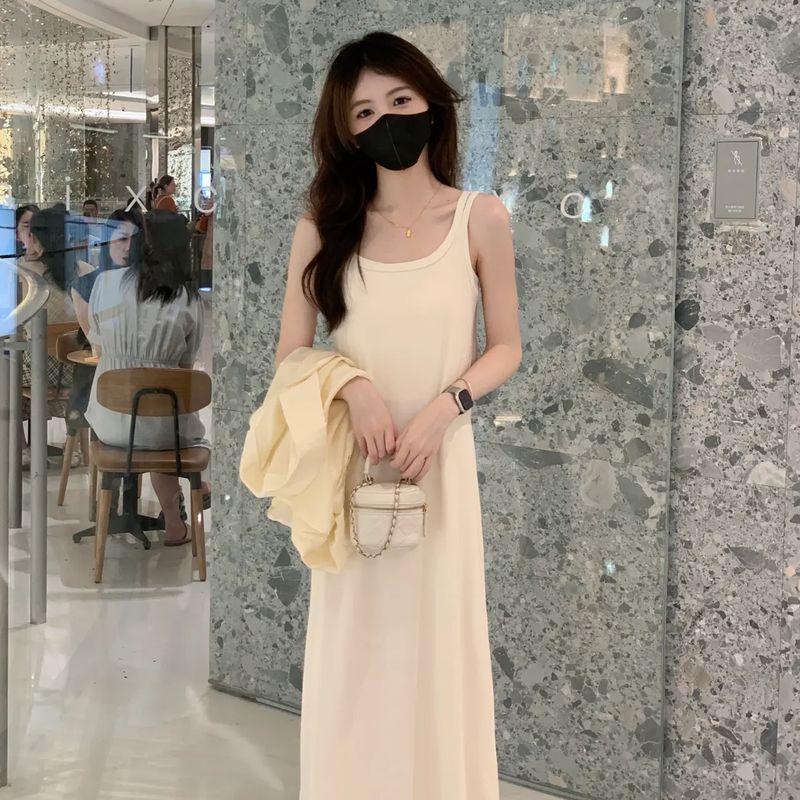 

Омолаживающее платье-слинг, скрывающее полноту, комплект из двух предметов, летняя одежда Apricot Slip Skirt S(80-100)