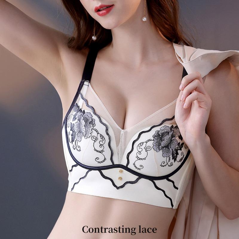 Herbst und Winter Spitze Nicht-Stahl-Ring-BH geraffte warme Unterwäsche Damen Anti-Sagging-BH