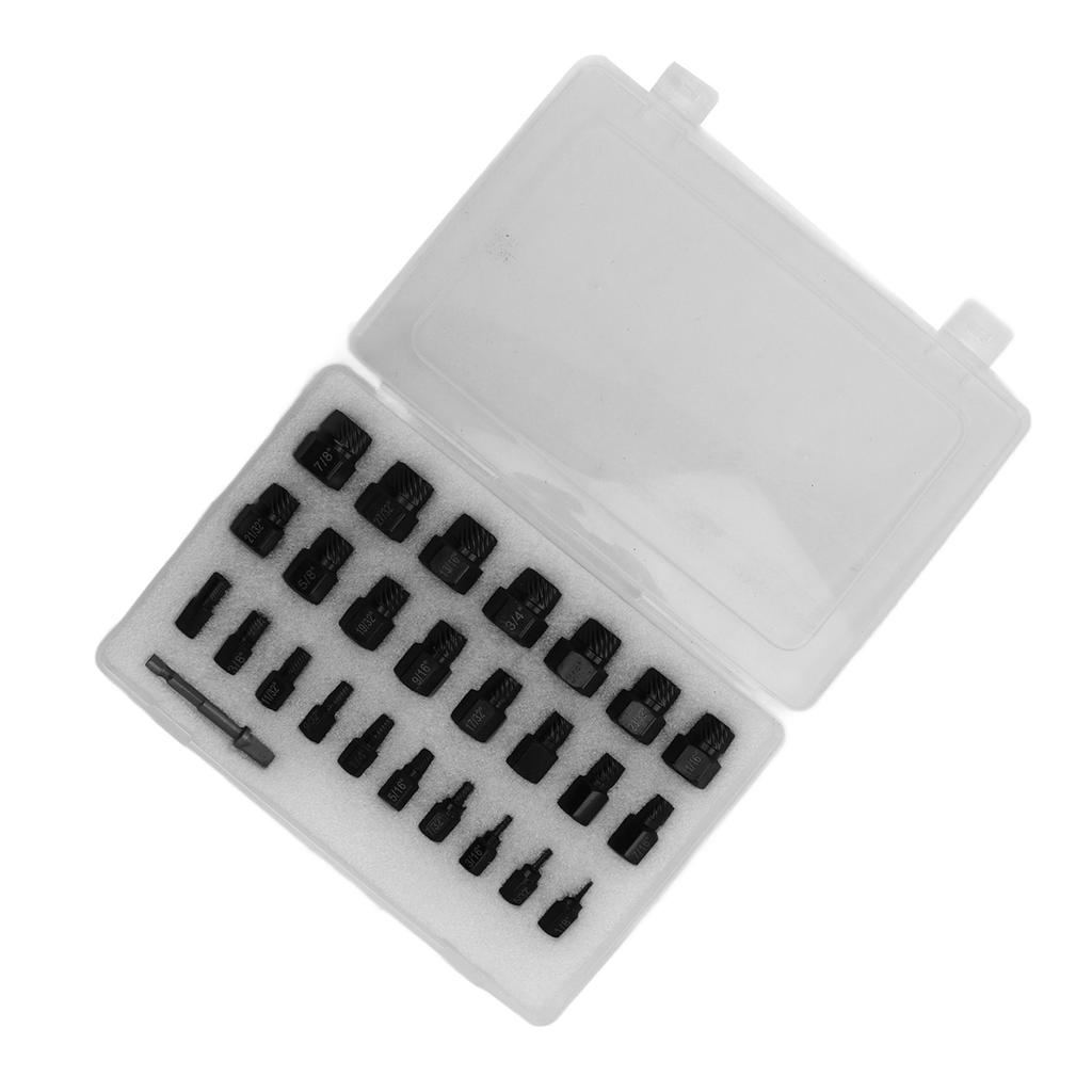 25Pcs Damaged Screw Extractor Set Chromium Molybdenum Steel 38 Inch Square Drive Hex Head Screw